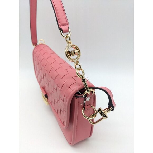 MICHAEL KORS Bradshaw woven leather women's crossbody shoulder bag -TEA ROSE - Picture 6 of 16